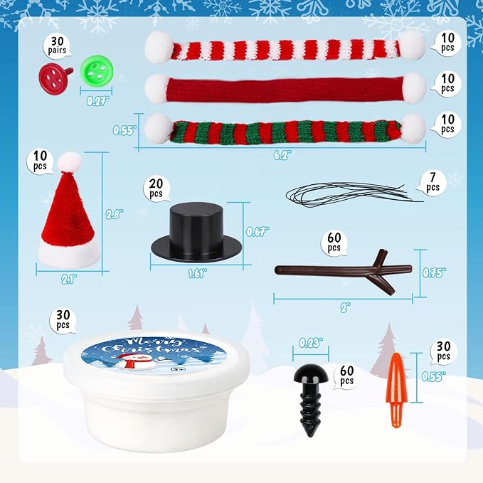 30 Pack Stocking Stuffers for Kids,Christmas Crafts for Kids Bulk,Build a Snowman Crafts Kit Modeling Clay,Christmas Stocking Stuffers Gifts Activities for Boys Girls (30 Snowman)