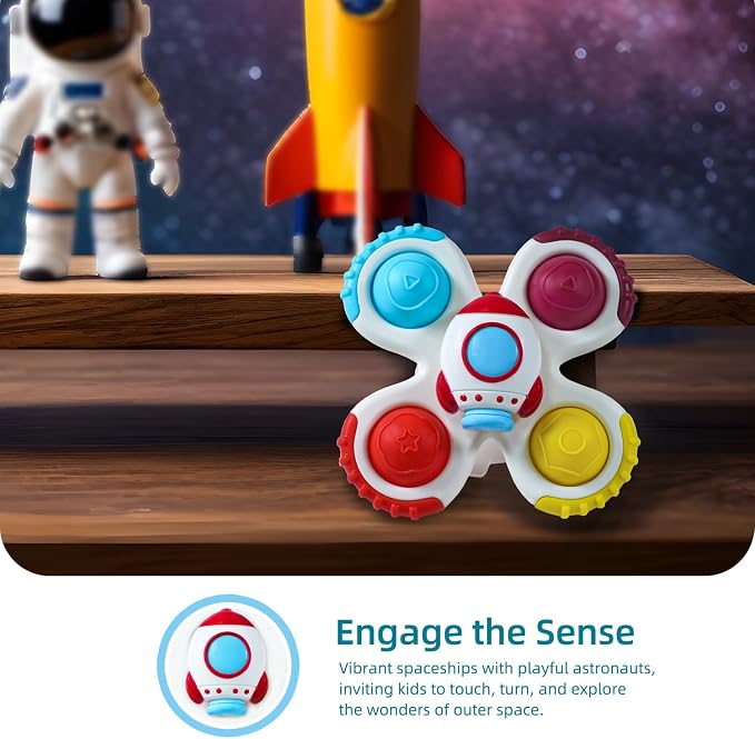LiKee Strong Suction Cup Fidget Rotating Sensory Bath Toys for Baby Christmas Stocking Stuffers, Airplane Car Travel Table & Window Toys for Toddler Boys and Girls, 10+ Months