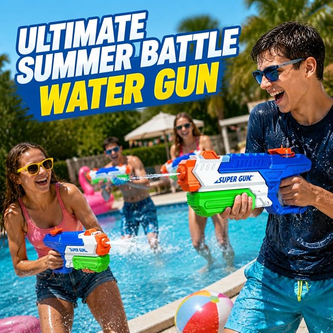 3 Pack Water Guns for Kids Adults, 600cc High Capacity Super Squirt Blaster Soaker, Long Range Pump Action Water Gun Squirter, Outdoor Summer Pool Beach Water Fighting Toys