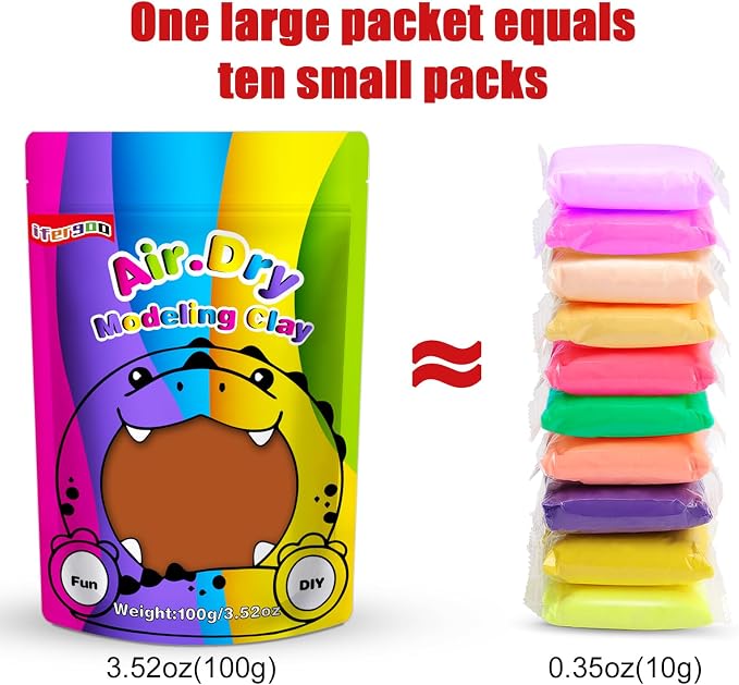 ifergoo Brown Air Dry Clay, DIY Creative Modeling Clay for Kids, Super Light Magic Foam Clay for Kids Age 3-12, Soft, No-Sticky & Non-Toxic, Molding Clay for School Art & Craft Project(100g/3.5oz)
