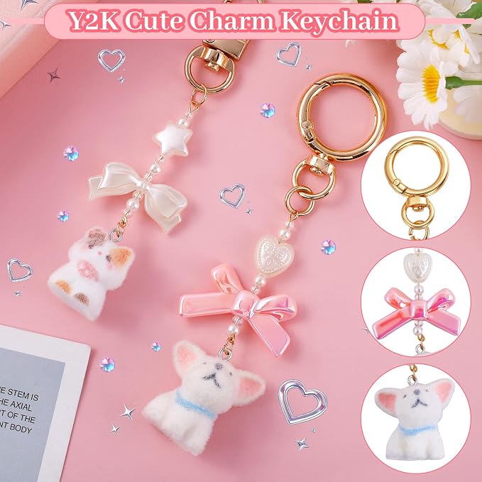 Wurosi 680 Pcs Keychain Making Kits, Pink DIY Bag Charm Kit, 78.74 Inch Chains, Key Chain Hooks, Jump Rings, Lobster Clasps, 225 Charms & Letter, Tools, Great for a Custom Gift, Party, or Family Activ