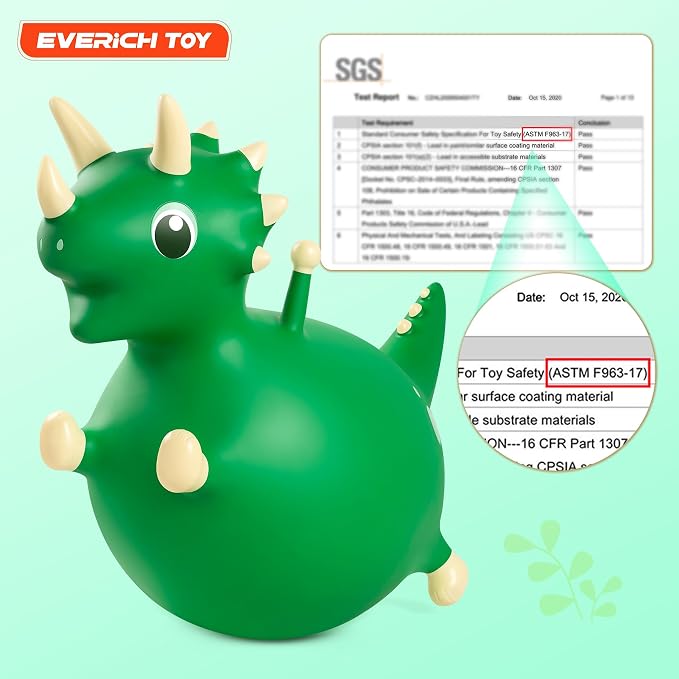 Bouncy Dinosaur Hopping Toy, Bouncy Animals Ride on Horse Hopper, Indoor Outdoor Inflatable Bouncer, Birthday Gifts for Boys Girls 4 5 6 7 8 Years Old Toddler