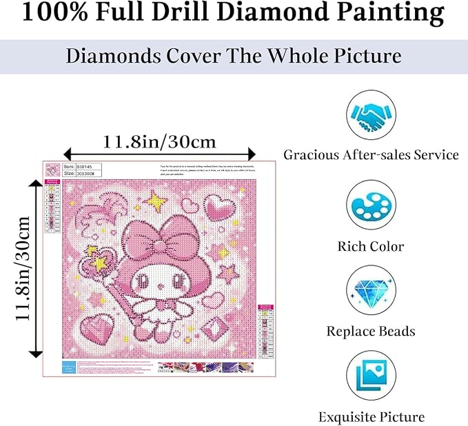 JAKI Cartoon Diamond Art Kits for Adults,Diamond Art Painting Kits for Adults,5D Full Drill Gem Art Kits for Home Wall Decor(12x12inch)
