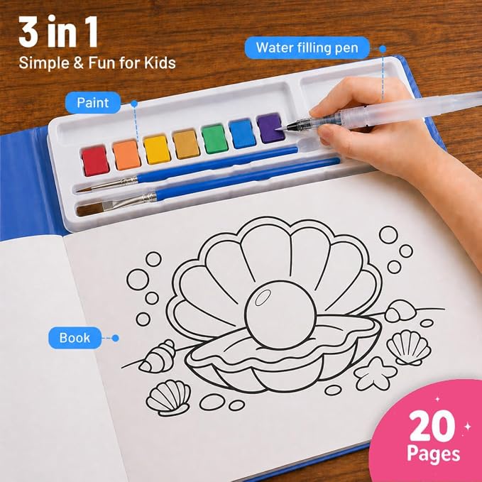 Underwater Treasure Water Coloring Book for Kids, DIY Paint with Water Kits, Fast-Drying & Washable, Multicolor Fun for Creative Minds, Perfect Educational Gift for Toddlers