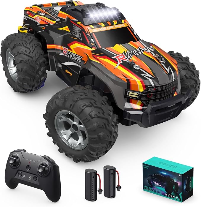 Remote Control Car for boys, 1:16 Scale All Terrain RC Cars,High Speed 25Km/h Fast Car with Colorful Led Light and spray, 2x1300mAh Rechargeable Battery RC Truck, Toy Car Gift for Teen Boys Girl Kids