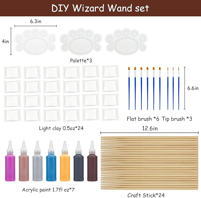 Maikoi Magic Wizard Wand Making Kit DIY Craft Set for Kids Adult Birthday Party Gift Make Your Own 24 Wands (67-Piece)