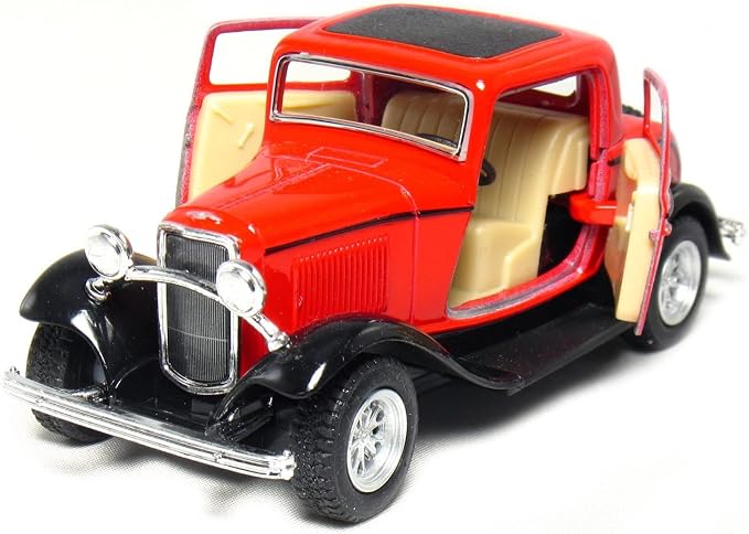 KiNSMART 1932 Ford 3-Window Coupe 1:34 Scale 5" Die Cast Metal Model Toy Classic Car (4Set)