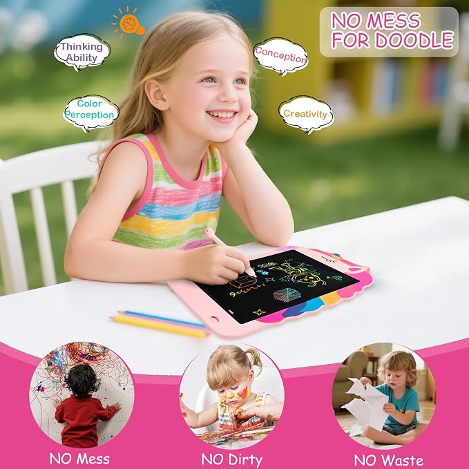 LCD Writing Tablet, Unicorn Drawing Pad Doodle Board, Colorful Toddlers Toys Drawing Board, Educational Toys for Boys Girls 3 4 5 6 7 8 Year Old Christmas and Birthday Gifts