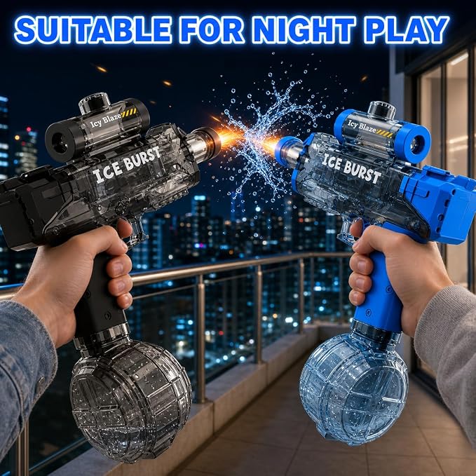 2 Pack Electric Water Gun, Squirt Blaster Automatic Toy for Kids Adults, 340cc Large Capacity, 26-32ft Long Range, Rechargeable Battery, Auto-Sync LED Lights, Summer Outdoor for Pool, Beach Backyard