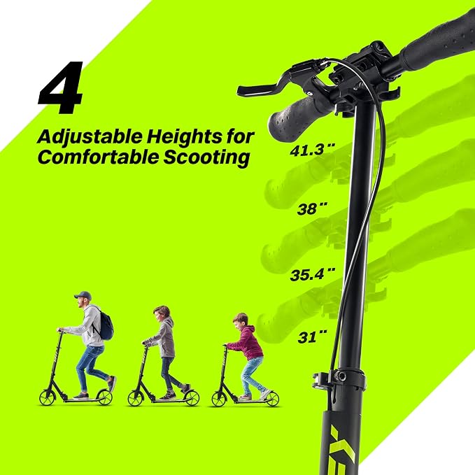 JOVA ZIFFY Scooter for Kids with Hand Brake, Foldable Kick Scooter for Ages 6-12, Lightweight Scooter for Boys with 4 Adjustable Heights, ABEC9 Bearings, Supports Up to 220 lbs