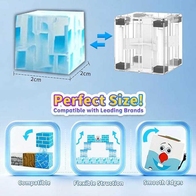 Ice Castle Magnetic Cubes 100PCS - Frozen Kingdom Themed Magnetic Blocks Set for Kids Ages 3+, STEM 3D Magnet Tiles Educational Construction Toys Sensory Montessori Stacking Blocks Gifts Girls Boys