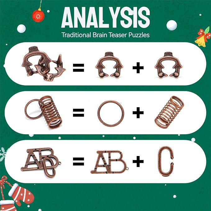 Advent Calendar 2025, Christmas Countdown Calendar Gift Box with 24 Brain Teaser Puzzles, 24 Days Metal & Wood Brain Teaser Puzzles Xmas Countdown Calendar Challenge for Adults Teens Boys Girls