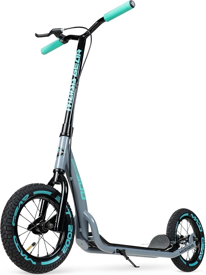 Large Kick Scooter for Adults, Teens & Kids 8-12 with Kickstand – 12" Air-Filled Tires, Wide Deck, Lightweight Steel Frame – Madd Gear Metro Urban Glide 300