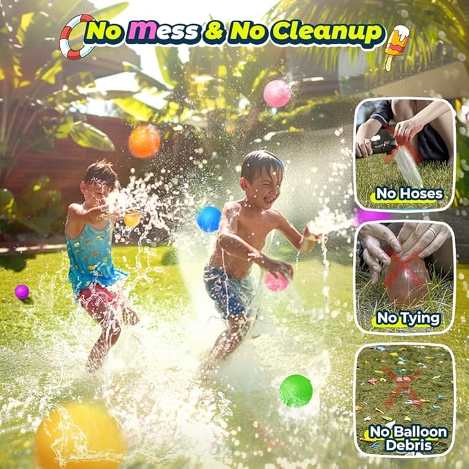 16Pcs Reusable Water Balloons for Kids, Pool Beach Water Toys for Boys and Girls, Summer Toy for Outdoor Games