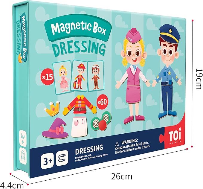 Toi Kids Magnet Toys Magnetic Jigsaw Puzzle Boxes with Game Board for Kids Ages 3-8, Preschool Tabletop Toy for Toddlers, Portable Travel Game, Dressing
