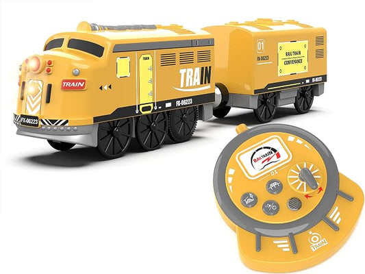 Motorized Train for Kids, Remote Control Locomotive Train Toy for Wooden Tracks, Battery Powered Electric Trains with Sound & Lights Effects Compatible with Thomas, Brio, Chuggington