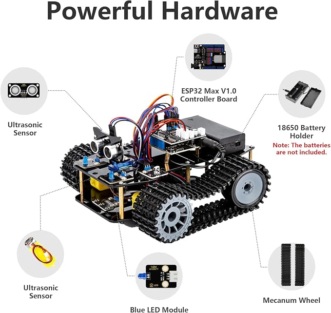 ACEBOTT Smart Robot Tank Car Kit with ESP32 for Arduino Robotics for Kids Ages 8-12 12-16 STEM Science Kits Coding Gifts for 8-16 Year Old Boys Girls Teens Cool Engineering Building Toys Unique Gifts