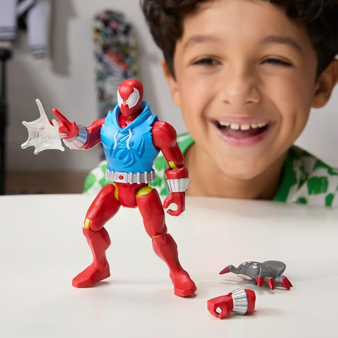 SPIDER-MAN MixMashers Marvel Scarlet Spider Custom Mix-and-Match Action Figure & Accessories, 5-Inch-Scale (12 cm) Super Hero Toys for Kids Ages 4+