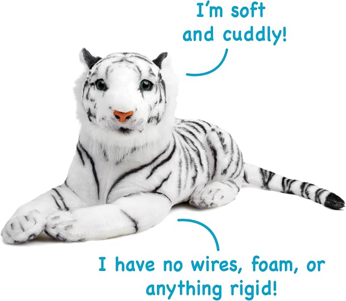 TigerHart Saphed The White Tiger - Squeeze Me! - 17 Inch Stuffed Animal Plush