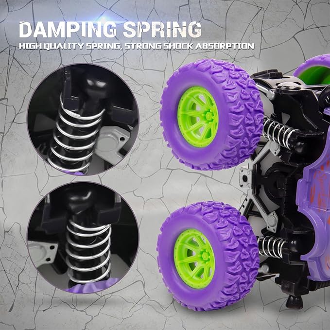 Monster Truck Toys - Friction Powered Toy Cars Push and Go Trucks Toy for Toddlers Kids Age 2-4 3-5 4-7 Best Christmas Birthday Party Children's Day Gift for Boys Girls 2 3 4 5 6 7 Year Old 4-Pack