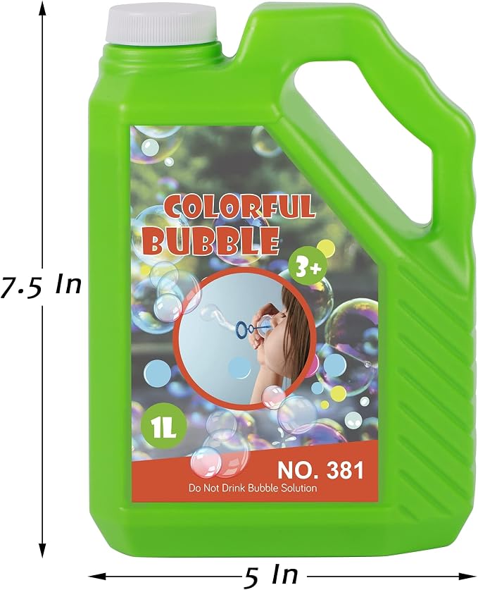 Lulu Home Concentrated Bubble Solution, 1 L/ 33.8 OZ Refill for Bubble Machines, Giant Wands, and Blowers - Up to 2.5 Gallons for Kids' Birthday Parties