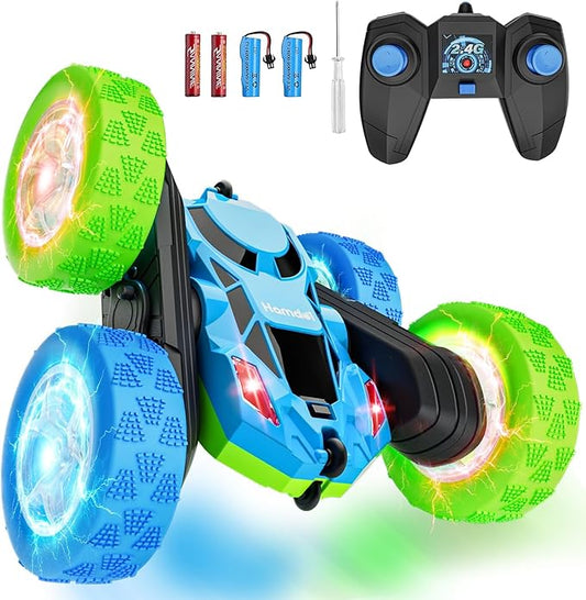 Hamdol RC Cars Toys for Kids Ages 6-12, 360° Spinning Double-Sided Remote Control Car with LED Lights, 4WD Rechargeable Toy for Boys Age 8-10, Perfect Birthday Holiday Valentines Easter Gift