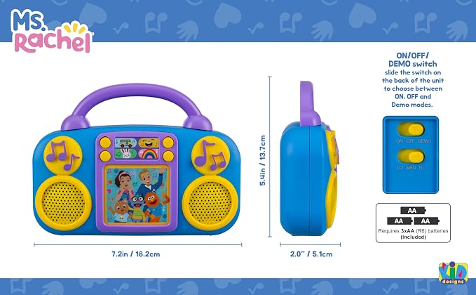 eKids Ms Rachel Toy Music Player, Toddler Toy with Built-in Music and Lights (Ms Rachel)
