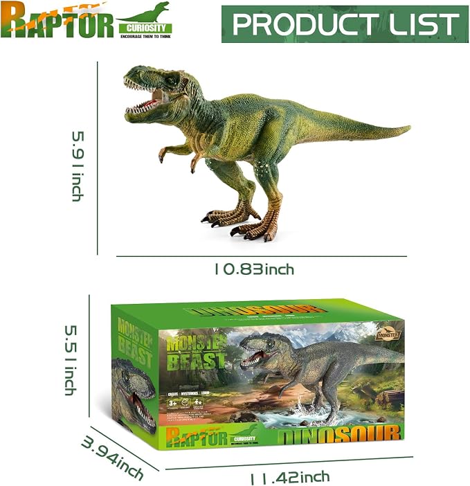 Dinosaurs - 11", T Rex Dinosaur Toy - Tyrannosaurus Rex Action Figure with - Realistic Dino Figurine - Trex Figure for Boys and Girls - Big Dinosaur Toys for Kids Ages 3+ 34567.Gift for Boys & Girls.