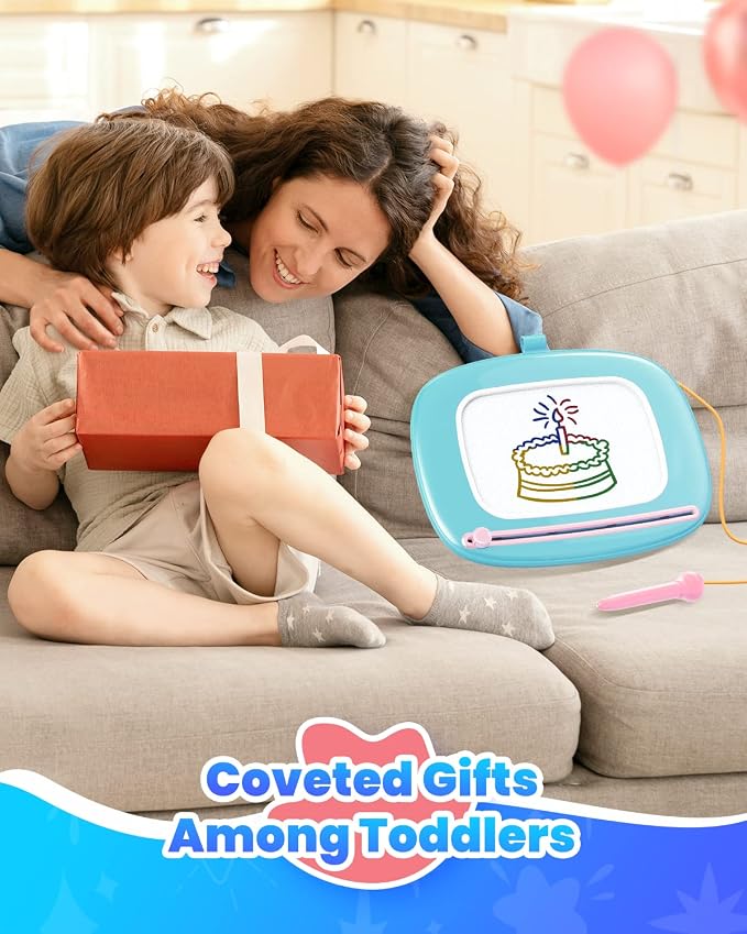 Seimome Magnetic Drawing Board, Toddler Girl Toy for 1-3 Year Old, Doodle Board Pad Learning and Educational Kids Toy for 1 2 3 Year Old Baby Birthday- Mint Blue