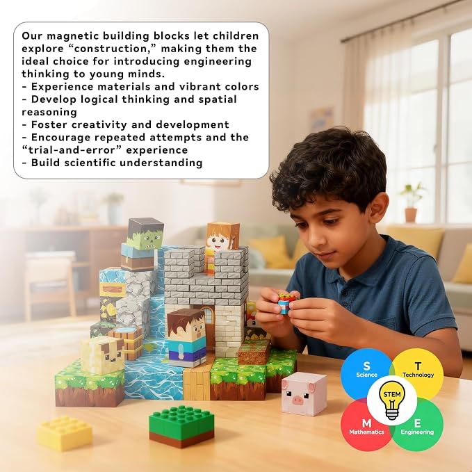 200 PCS Magnetic Blocks, Magnetic Building Blocks Cubes, Dragon Magnet Toys for Kids Ages 3+, Magnet Blocks for Boys, Sensory Toy for STEM Learning Toys & Ideal Christmas Birthday Gift