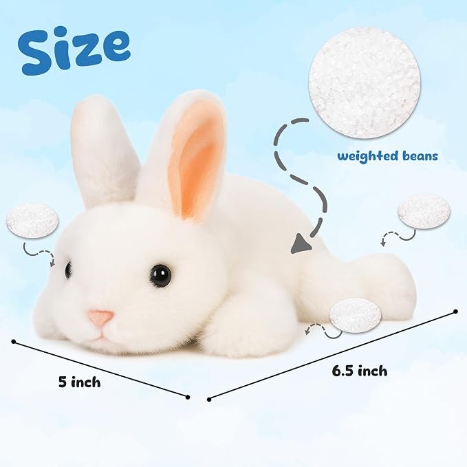Adorable Easter Bunny Stuffed Animal Soft White Rabbit Plush Toy Cute Birthday Easter Gifts for Boys Girls Kids Toddlers