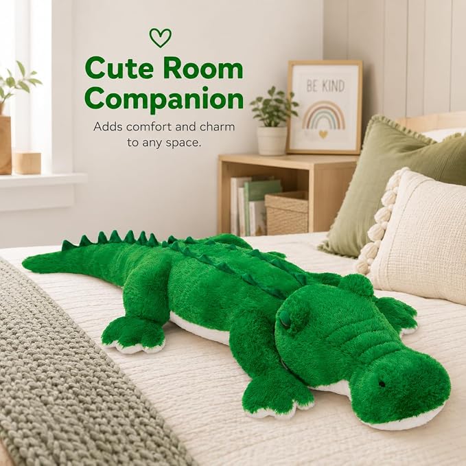 MorisMos Giant Alligator Stuffed Animal, 59" Soft Jumbo Crocodile Plush Toy for Kids, Giant Stuffed Crocodile Large Stuffed Alligator Pillow for Boys Girls Birthday