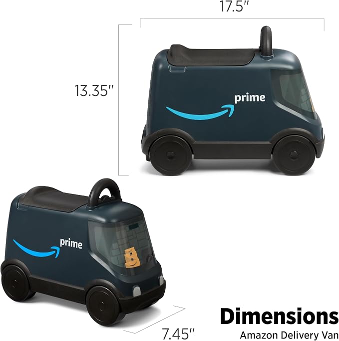 Radio Flyer Amazon Delivery Van, for Ages 2+, Ride and Deliver Truck for Kids, Under Seat Storage, Ergonomic Seat, Includes 3 Mini Boxes & 3 Wooden Toys, Toddler Ride On Toys, Amazon Exclusive