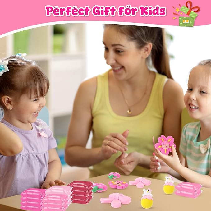 VioraWhite 72 Pcs 38oz Air Dry Clay Bulk Modeling Magic Ultra Lightweight Foam Modeling Clay for Kids Adults DIY Gifts Party Arts Crafts and School Project Supplies(Pink)