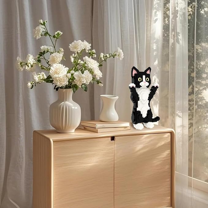 Larcele Micro Building Blocks Set, DIY Mini Building Toy Bricks for Age Over 12 Years, 1227 Pieces KLJM-05 (Devon Rex Cat)