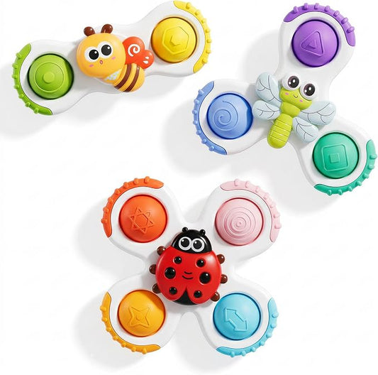 Baby Insect Suction Cup Spinner Travel Toys for Kids Ages 1-3, Fidget Spinner Toys for 1 Year Old Boy Girl 12 Months, Sensory Bath Toy for Toddlers Infants Birthday Gifts