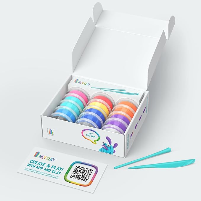 HEY CLAY - Beasts Set-Colourful Modeling Kids-Air Dry Clay Kit 15 cans and Sculpting Tools with Fun Interactive Instructions App, Multicoloured