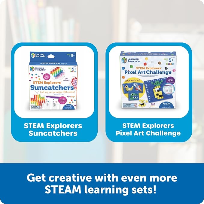 Learning Resources STEM Explorers Pixel Art Pro - Critical Thinking, Math Manipulatives, Problem Solving Skills, Pattern Blocks, Brain Games, Montessori, Fine Motor Skills, Gifts for Boys and Girls