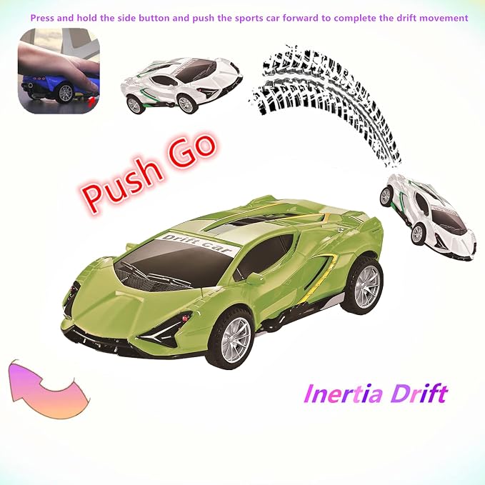2 Pack Race Cars Pull Back, Push Go Inertial Drift Car Models for Toddlers - 3+ Year Old Toys for Kids Ages 4-8 - Perfect Car Toy Set
