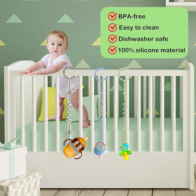 RTMOK Toy Straps for Baby,RTMOK Silicone Setpacifier Clip,Applies to Car Seat Toy,Teether Toy,High Chair,Stroller Accessories,Baby Toy Clips,Cribs,Rocking Chair