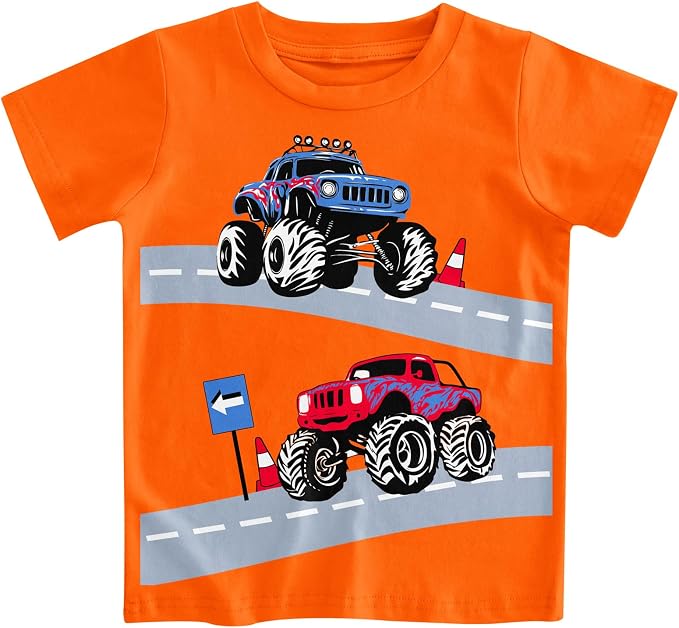 Funnycokid Toddler Boys Shirts Graphic T-Shirt Kids Short Sleeve Tees 2-7 Years