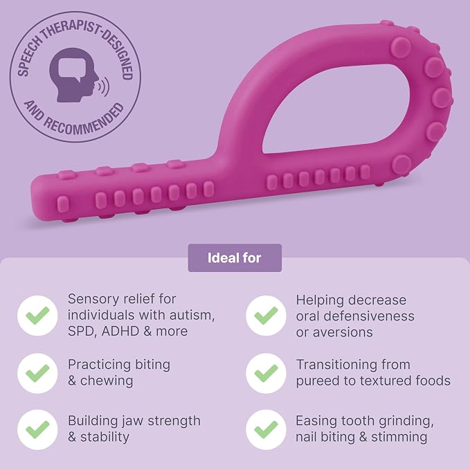 ARK Textured Grabber Sensory Chew, Sensory Toys for Kids and Adults, Chewy Fidget for Autism, ADHD, SPD, Anxiety, Medical-Grade Oral Motor Therapy Tools, XXT, Very Firm, Forest Green