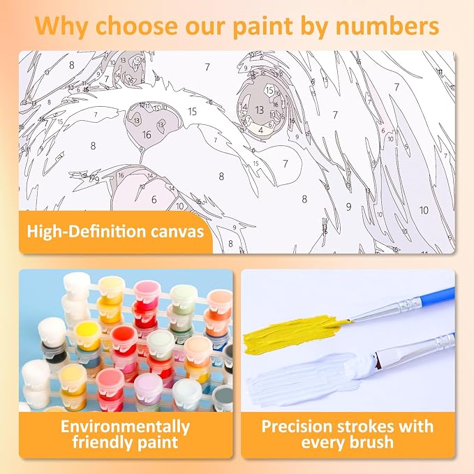 Paint by Numbers Kit for Kids with Frame, Dog Paint by Numbers for Kids Ages 4-8-12, DIY Dog Acrylic Oil Painting for Home Wall Art Decor 7.8x7.8 inch (with Frame Easel)