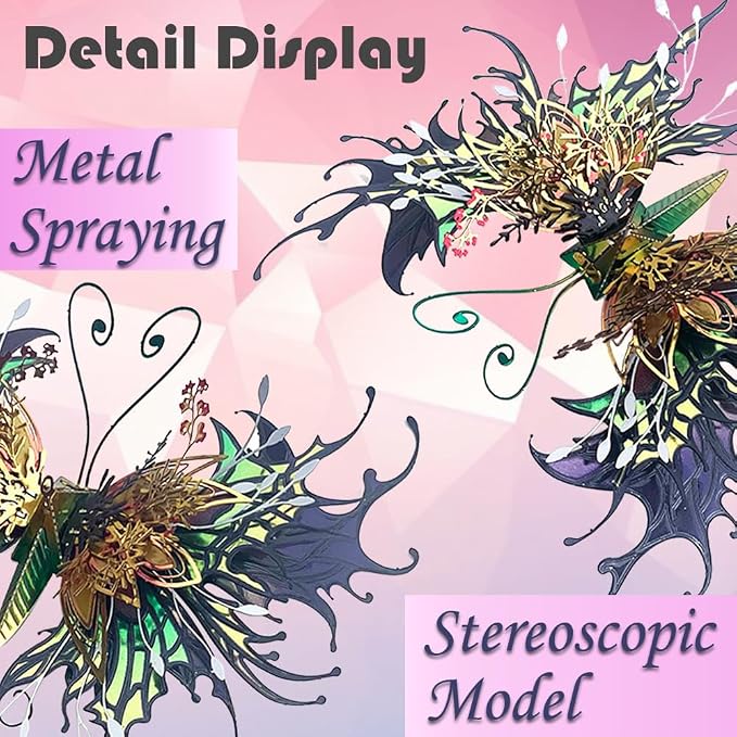 3D Metal Puzzles for Adults,Butterfly Model Building Kits,Cute Insect Design,Brain Teaser Puzzle,DIY Mechanical Assembly Kit Creative Ornament Suitable for Home Decor Art Craft (Black)