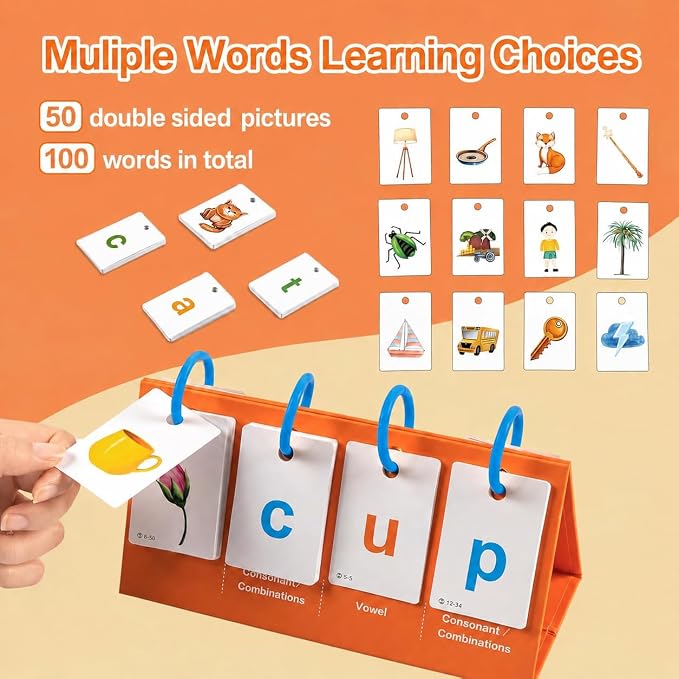Alened Sight Words Flash Cards for Kindergarten, Phonics Flash Cards, CVC Word Games Pocket Chart, Classroom Learning Activities, Phonics Games for Reading, Speech Therapy Materials for Kids