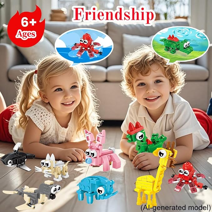 24 Pack Party Favors for Kids, Mini Animal Building Blocks Set, Classroom Gifts for Students, STEM Toys for Boys,Easter Basket Stuffers, Birthday Gifts