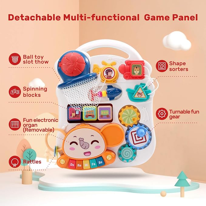 CUTE STONE Sit to Stand Learning Walker, 2 in 1 Baby Push Walker, Early Educational Child Activity Center, Multifunctional Removable Play Panel, Baby Music Learning Toy Gift for Infant Boys Girls