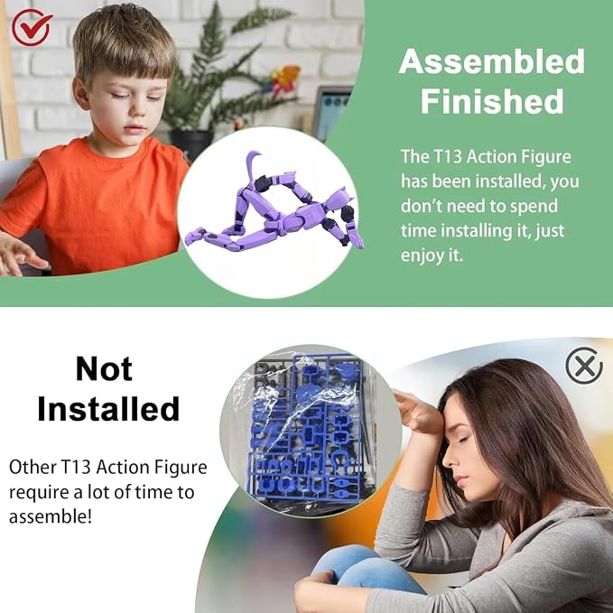 Large 7.8in T13 Action Figure Assembly Completed, 3D Printed T13, Titan 13 Dummy 13 Action Figure Lucky 13 Action Figure Collectors Desktop Decorations