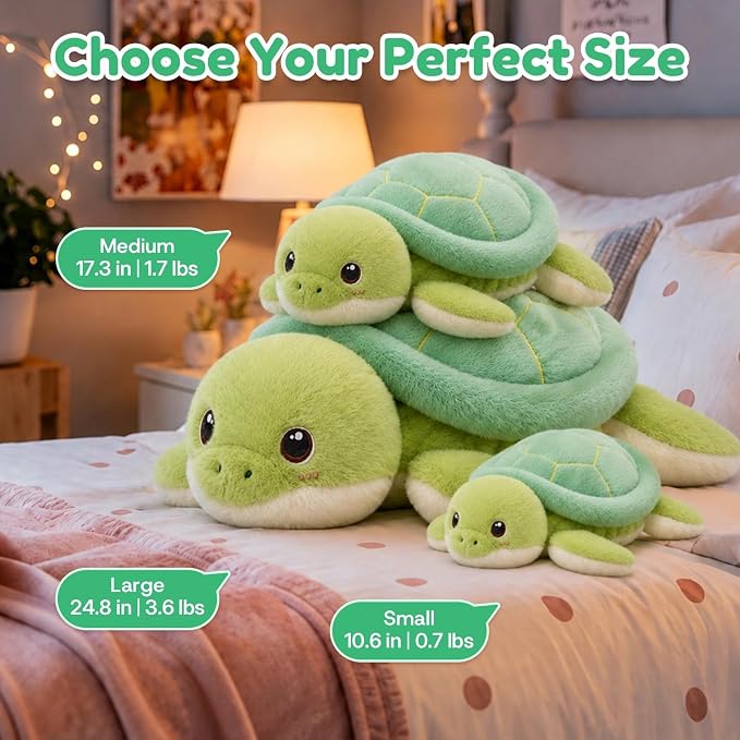 Turtle Weighted Stuffed Animal Soft Plush Toy Gift (10.6 Inch, 0.7 Lbs)
