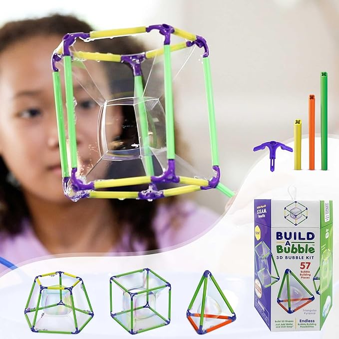 Build A Bubble Montessori 3D Bubble Maker Kit for Kids 8&Up – Fun-Filled, Screen Free Toy - 57-Piece STEM Building Toys Kit– Indoor Educational STEAM Bubble Toys That Help Your Child's Development